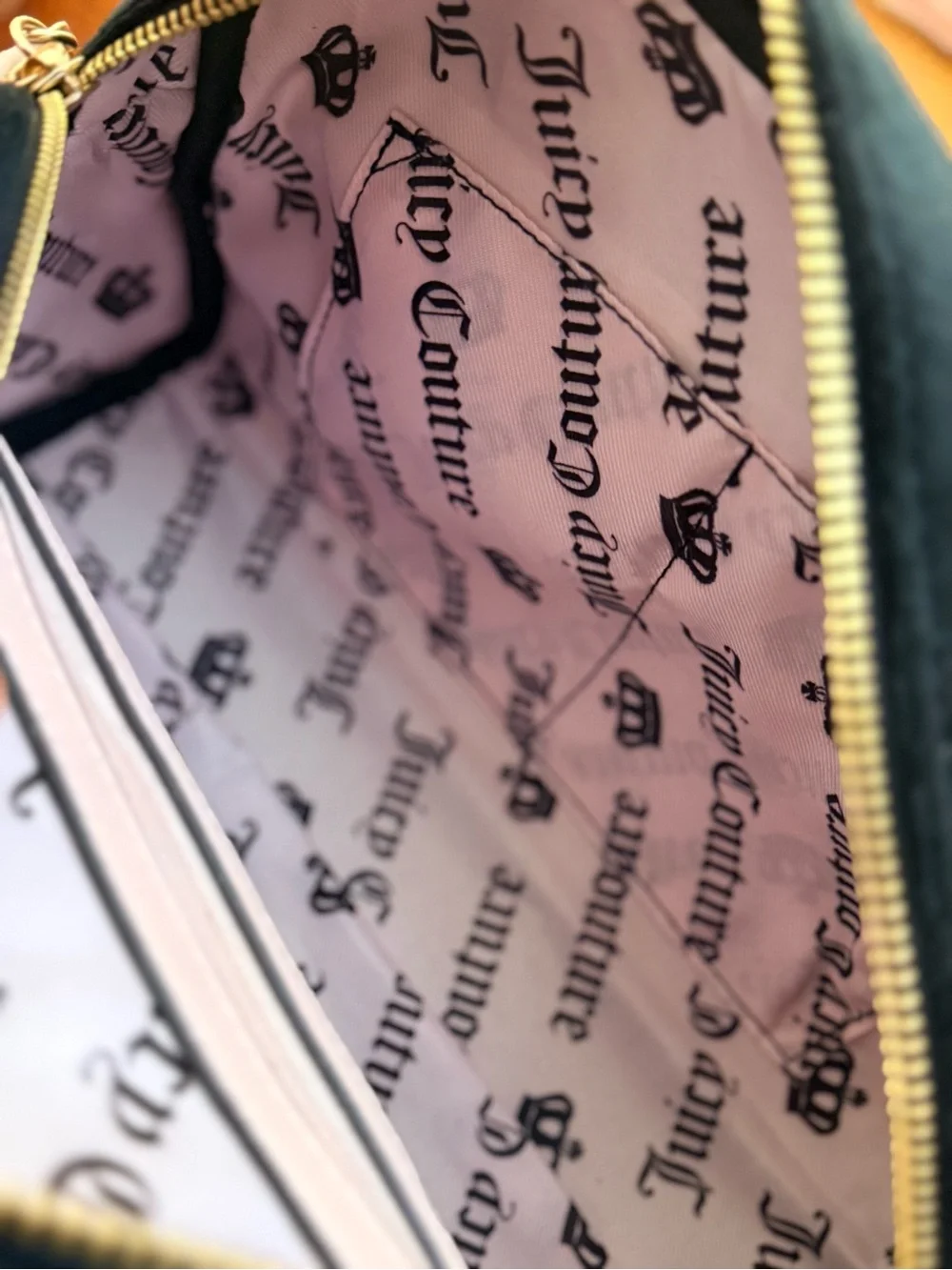 Juicy Couture New Love Chapter Satchel Black Liquorice Velour Gold Handbag